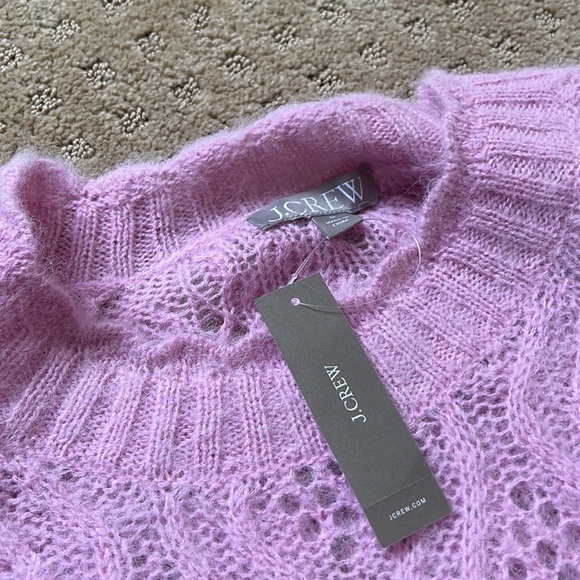 J Crew scalloped trim pointelle swester in classic pink - Picture 3 of 5